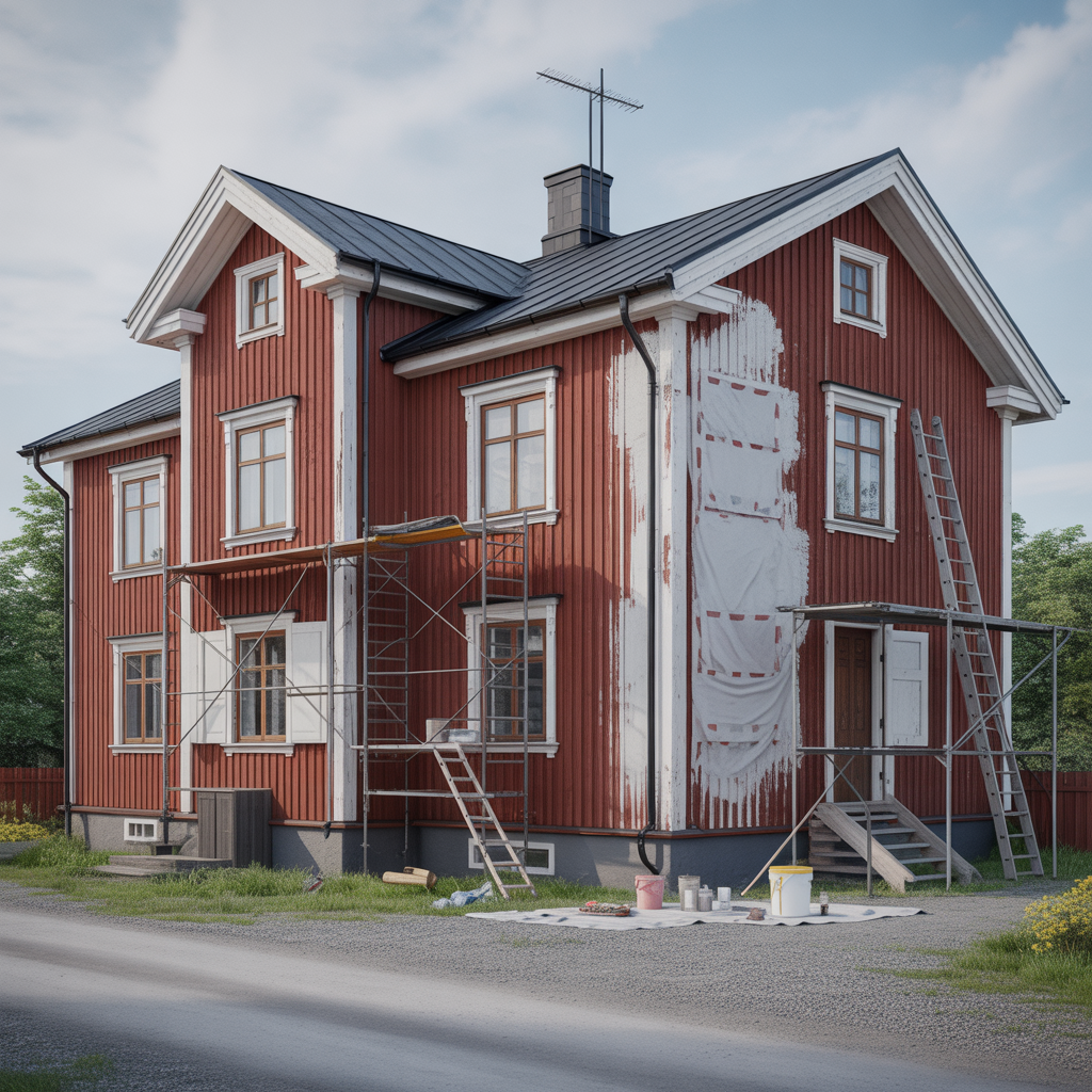 kostnad for fasadmalning i tra per m2 vad paverkar priset